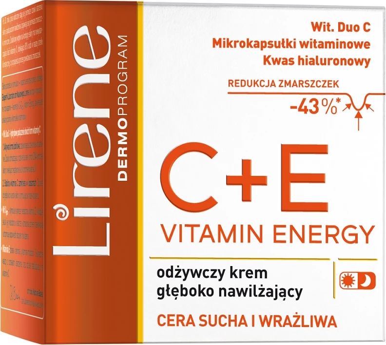 Hranilna globoko vlažilna krema za obraz za ženske Lirene Vitamin Energy C+E, 50 ml