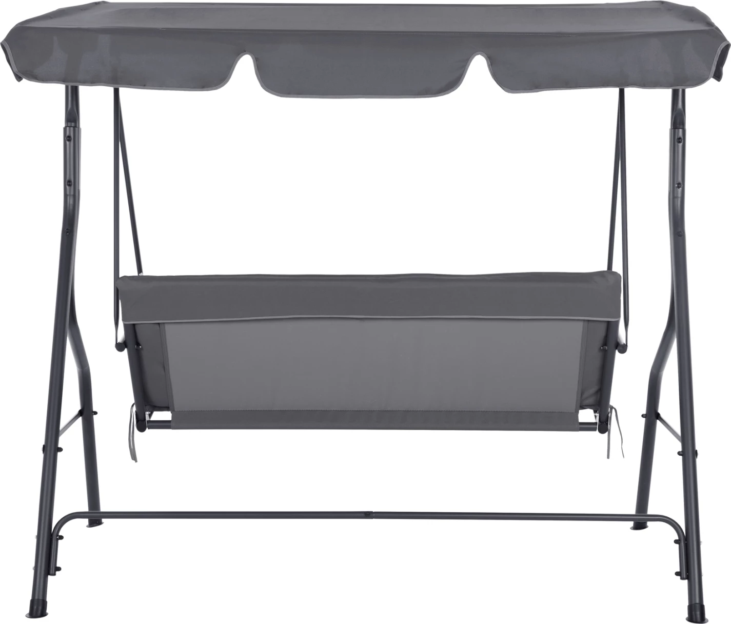 Trosedna veranda gugalnica s sončno streho LIKID FH5979.01 kovinski okvir in tkanina v sivi barvi 170x110x153Hcm