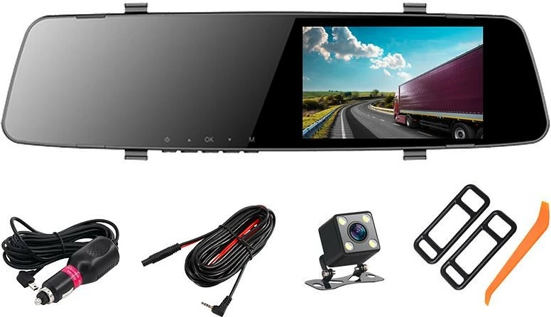 Avtomobilska kamera 4,5'' FHD Tracer VELA, 150° vidno polje, z zadnjo kamero, črna