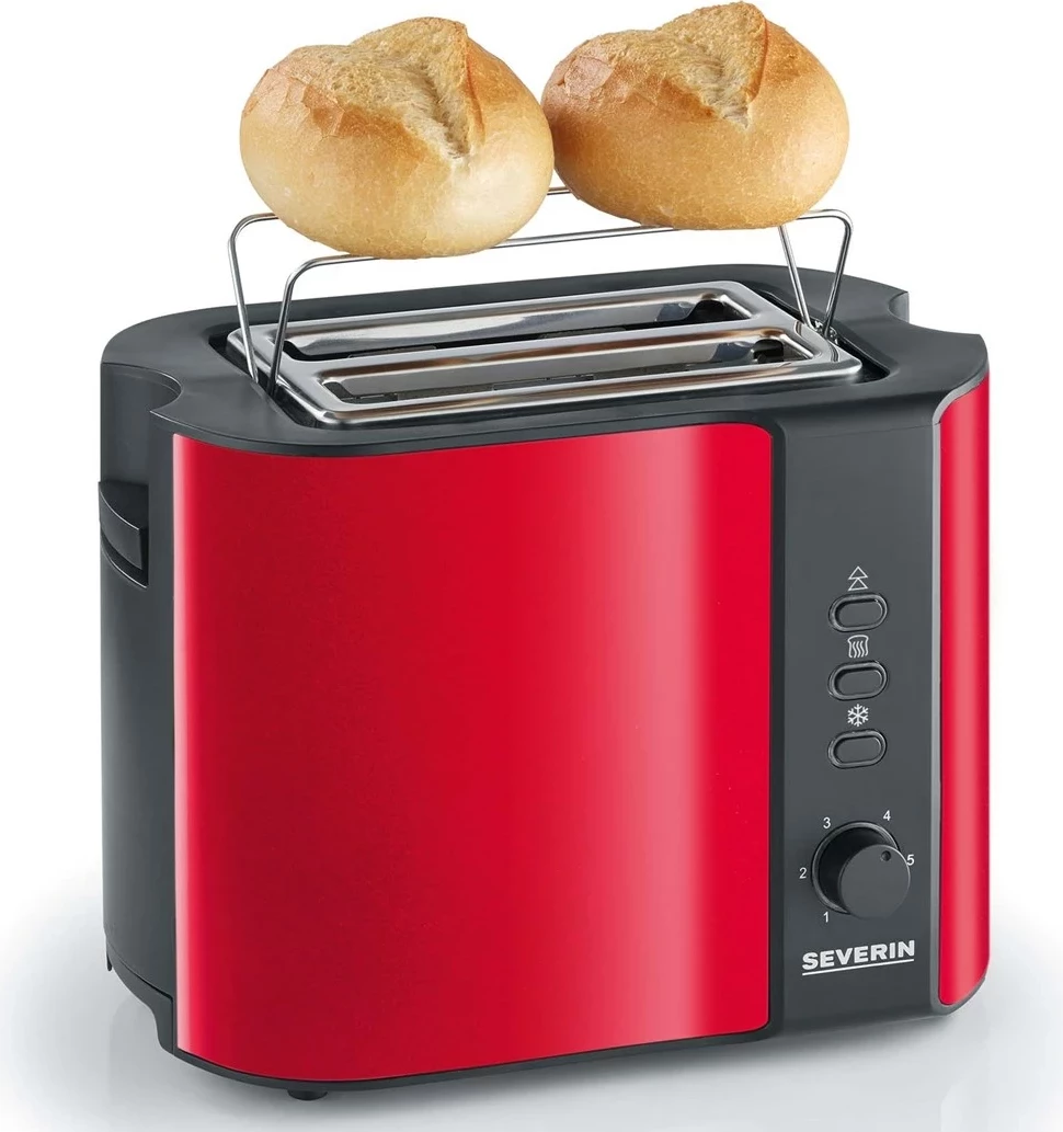 Tostier, SEVERIN AT 2217, 2 rezini, 800 W, inox, rdeč Tostier, SEVERIN AT 2217, 2 rezini, 800 W, inox, rdeč