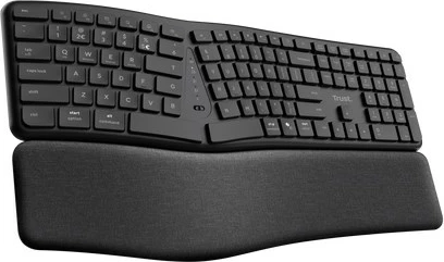Ergonomska tipkovnica Trust Keyra, brezžična, polne velikosti, QWERTY, črna