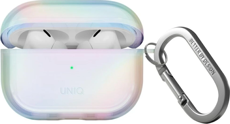 Ovitek za AirPods Pro 2 UNIQ Iridescia, Holo White z karabinom