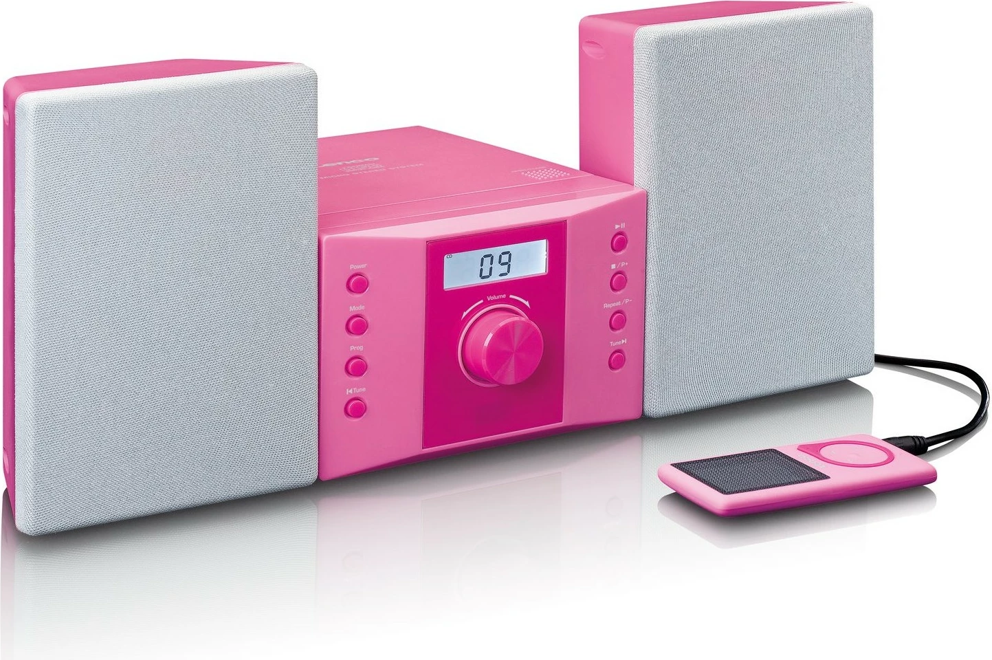 Prenosen zvočni sistem, Lenco MC-013, MP3, FM radio, AUX, rožnat Prenosen zvočni sistem, Lenco MC-013, MP3, FM radio, AUX, rožnat