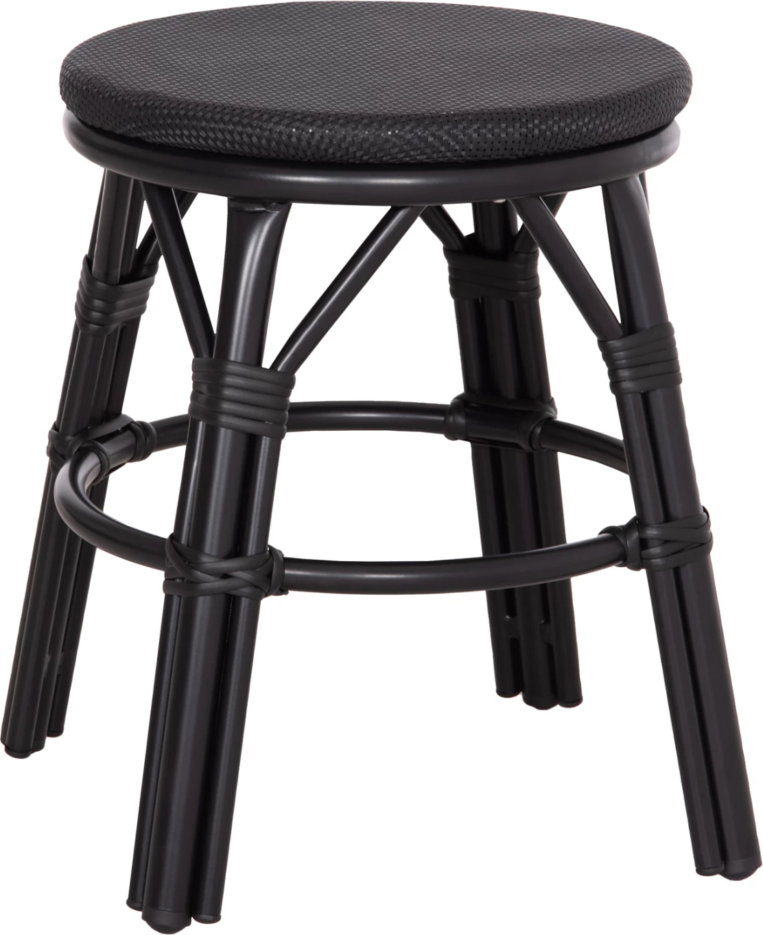 Aluminijasti okrogli stol CHINO FH6285.02 videz bambusa & tekstilen v črni barvi Φ36x46Hcm