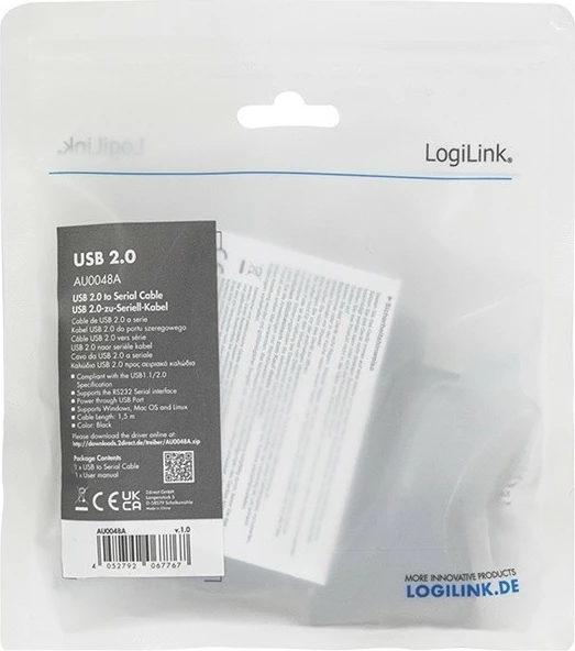 USB na DB9 serijski adapter LogiLink AU0048A, 1,5 m, črn