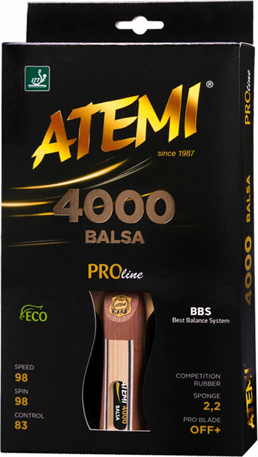Anatomski pingpong lopar Atemi 4000 Pro Balsa, za moške