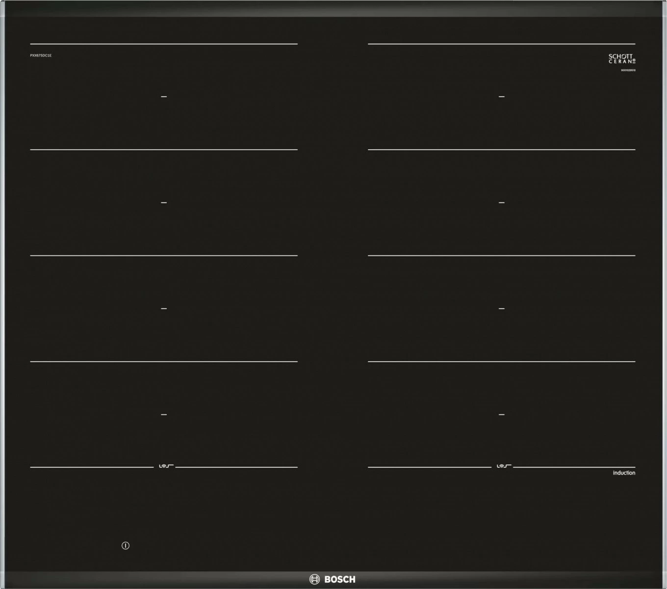 Indukcijska kuhalna plošča, Bosch PXX675DC1E, 4 FlexInduction območja, 60 cm, na dotik, PerfectFry, PowerBoost, črna