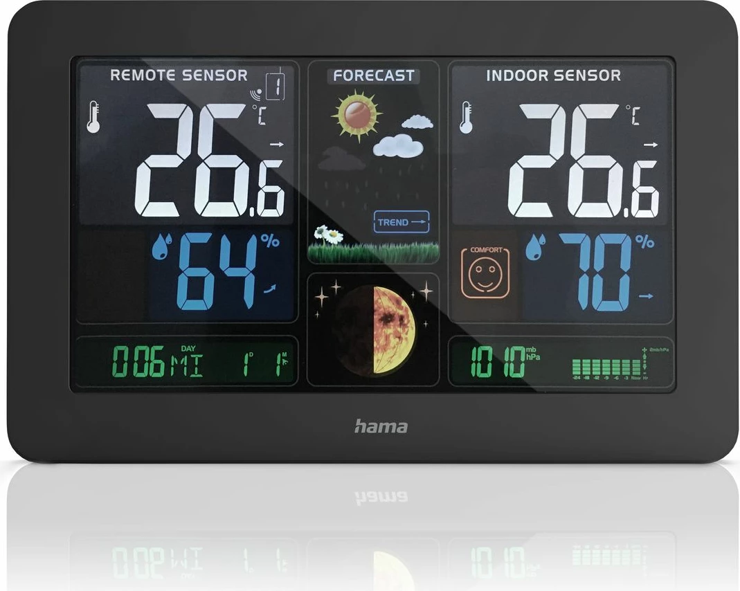 Vremenska postaja z USB Hama Premium, črna