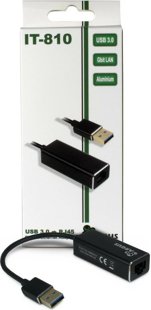 Omrežni vmesnik Inter-Tech ARGUS IT-810, Realtek RTL8153, 240 mm x 25 mm x 17 mm, črn
