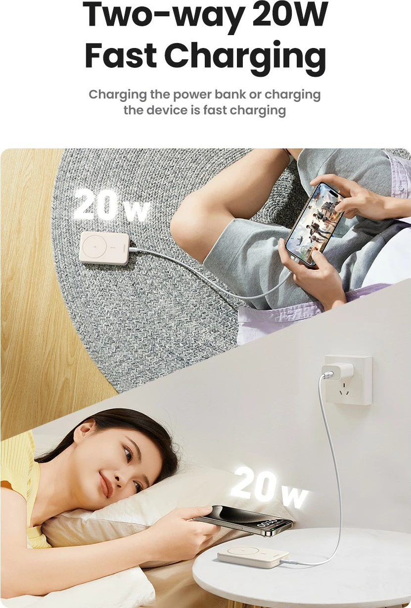 Brezžični polnilnik (powerbank) Ugreen 25208, 10000 mAh, Power Delivery 3.0, bež Brezžični polnilnik (powerbank) Ugreen 25208, 10000 mAh, Power Delivery 3.0, bež