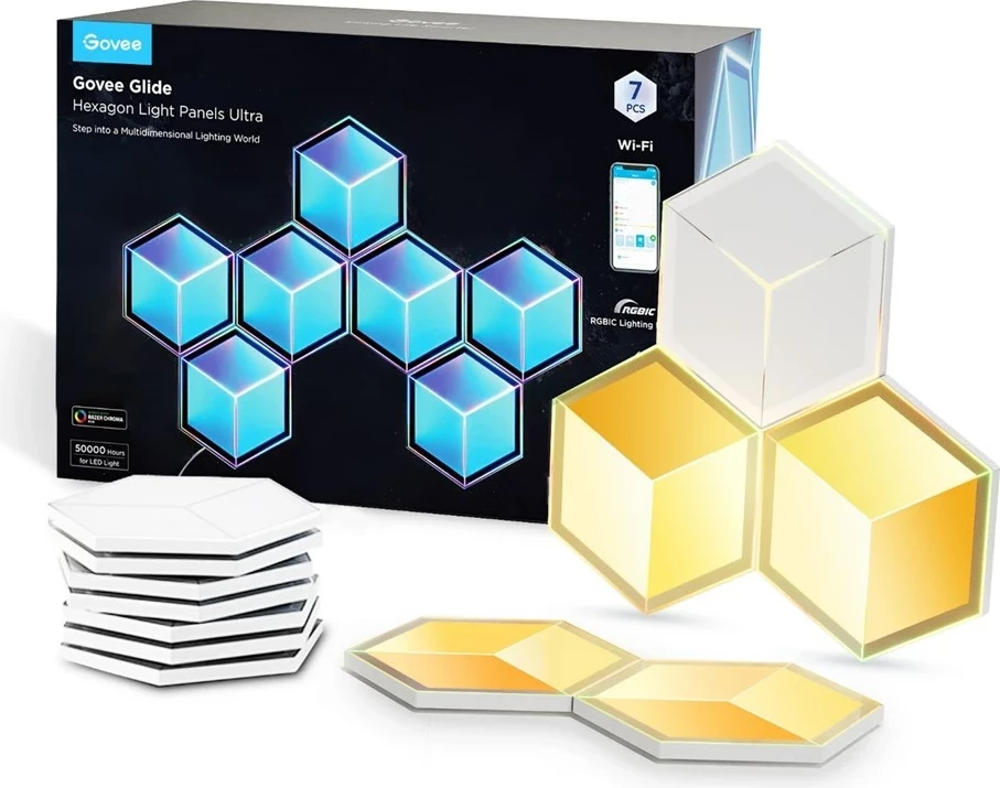 LED svetlobni paneli Glide Hexagon, Govee H606A, RGBIC, 7 kosov