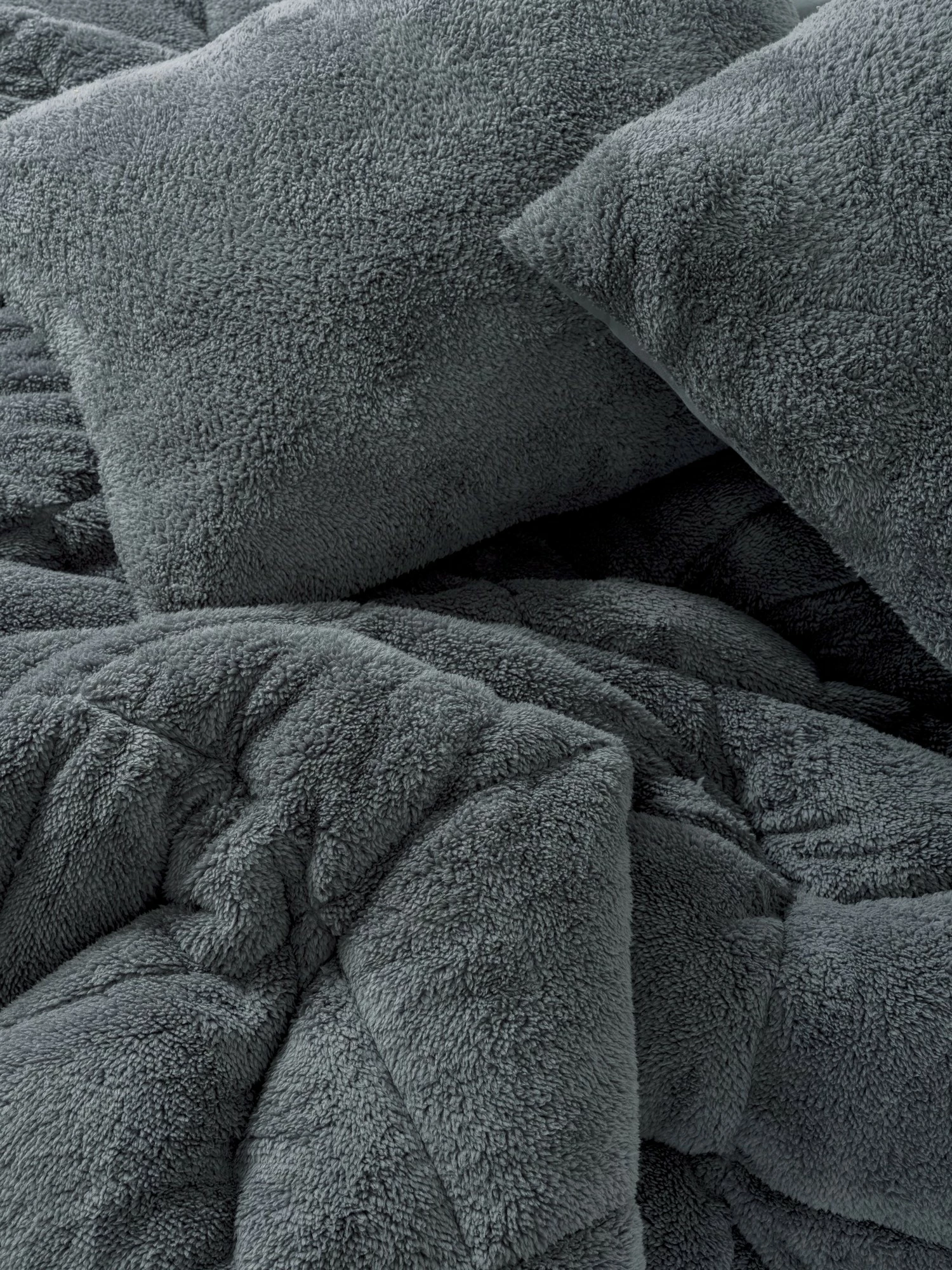 Enojni komplet odeje in blazine, pliš, siva, L'essentiel