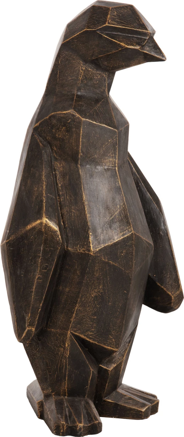 Talna dekoracija pingvin FH7914 GRC v črni patini z zlatimi detajli 45x45x100H cm