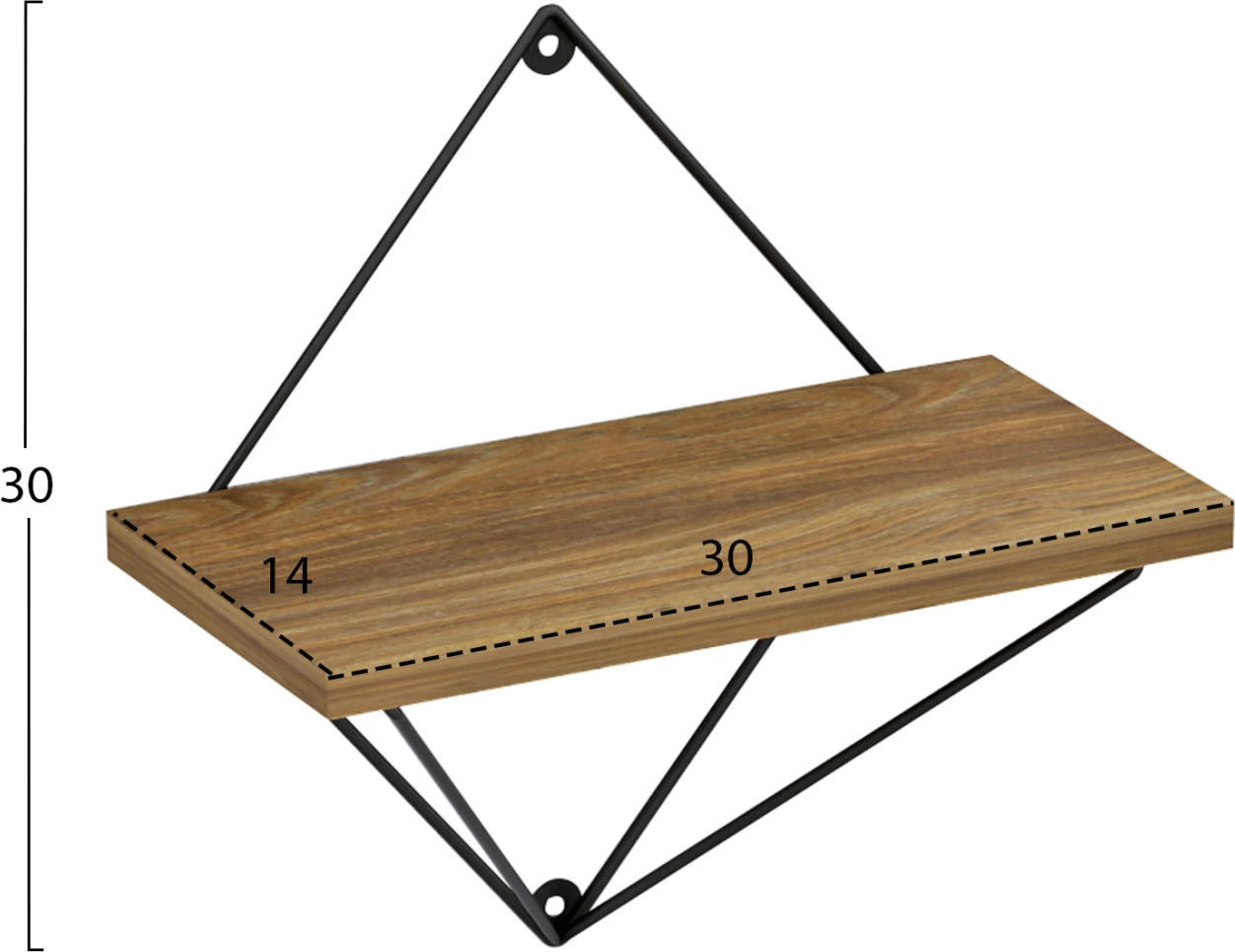 Stenske police 2-delni set ZANNARD FH8929.11 črna kovina-melamin v naravni 30x14x30Hcm