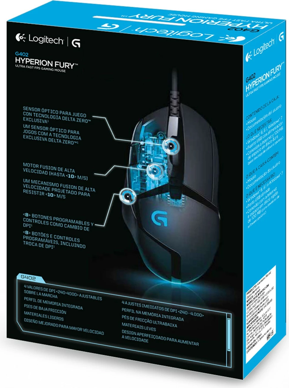 Gaming miška Hyperion Fury Logitech G G402, 4000 DPI, 1 ms, črna