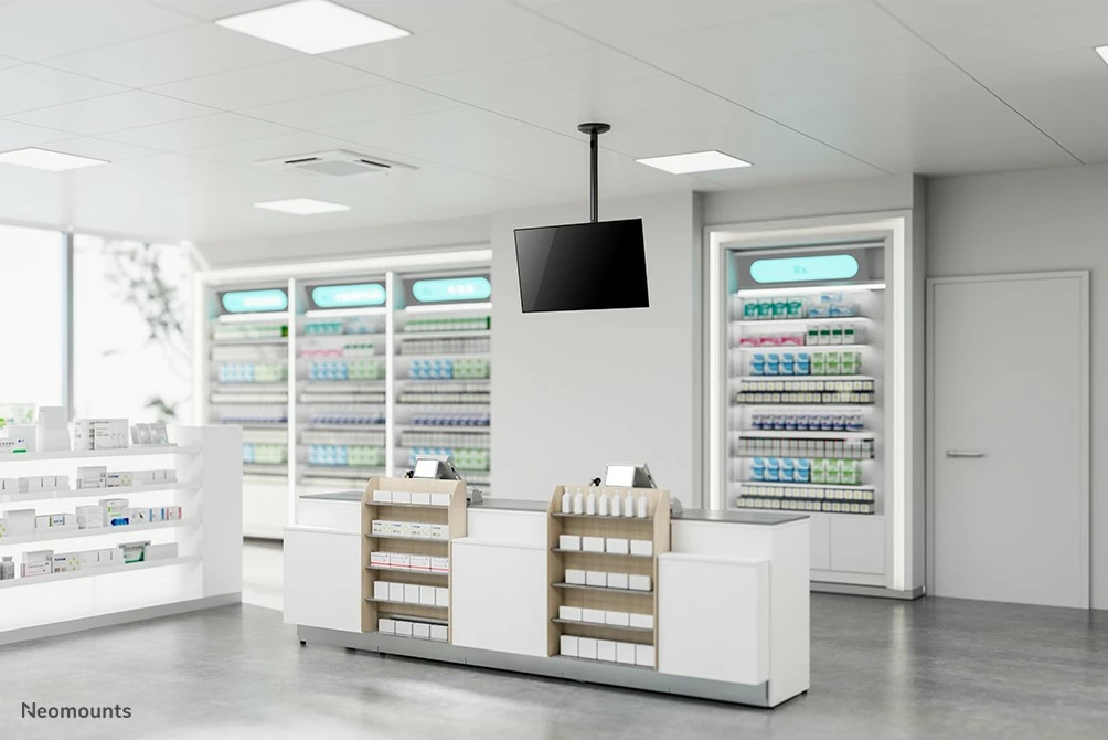 Stropni nosilec za zaslon 10–30", Neomounts Newstar FPMA-C050BLACK, črn Stropni nosilec za zaslon 10–30", Neomounts Newstar FPMA-C050BLACK, črn