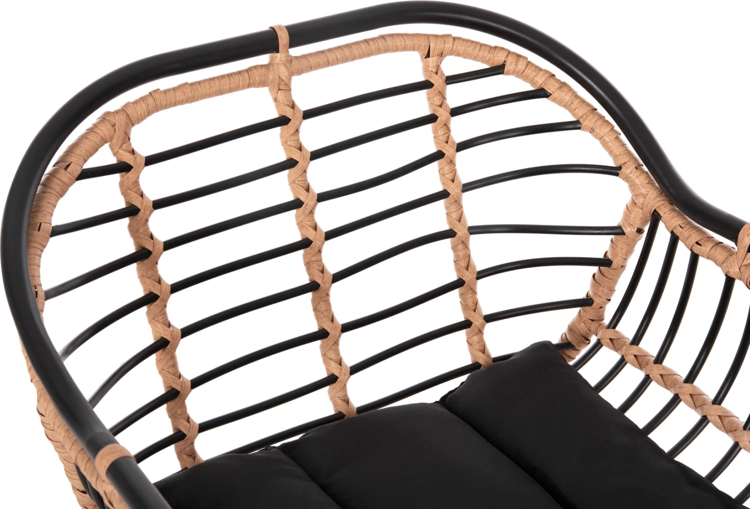 Barski stol Allegra FH5690.11 kovina in blazina črna-pletena bež 55x54x108H cm