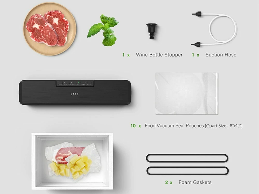 Profesionalni vakuumski zapiralnik za živila Lafe LAFVAC47539, 250 W, 6 L/min, širina varjenja 30 cm, črn