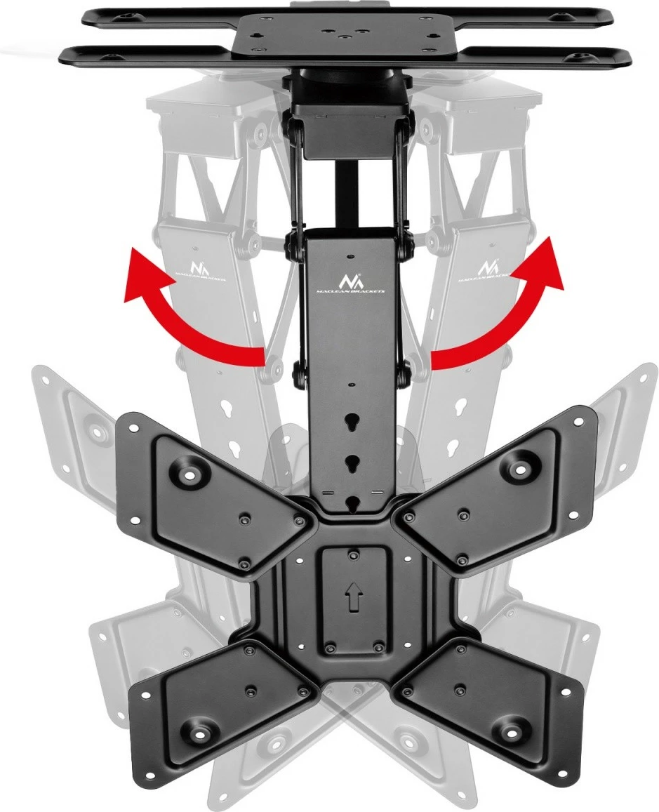 Električna stropna nosilka za televizor Maclean MC-491, 23–65 palcev, 30 kg, VESA 600x400, 90° vrtenje, črna