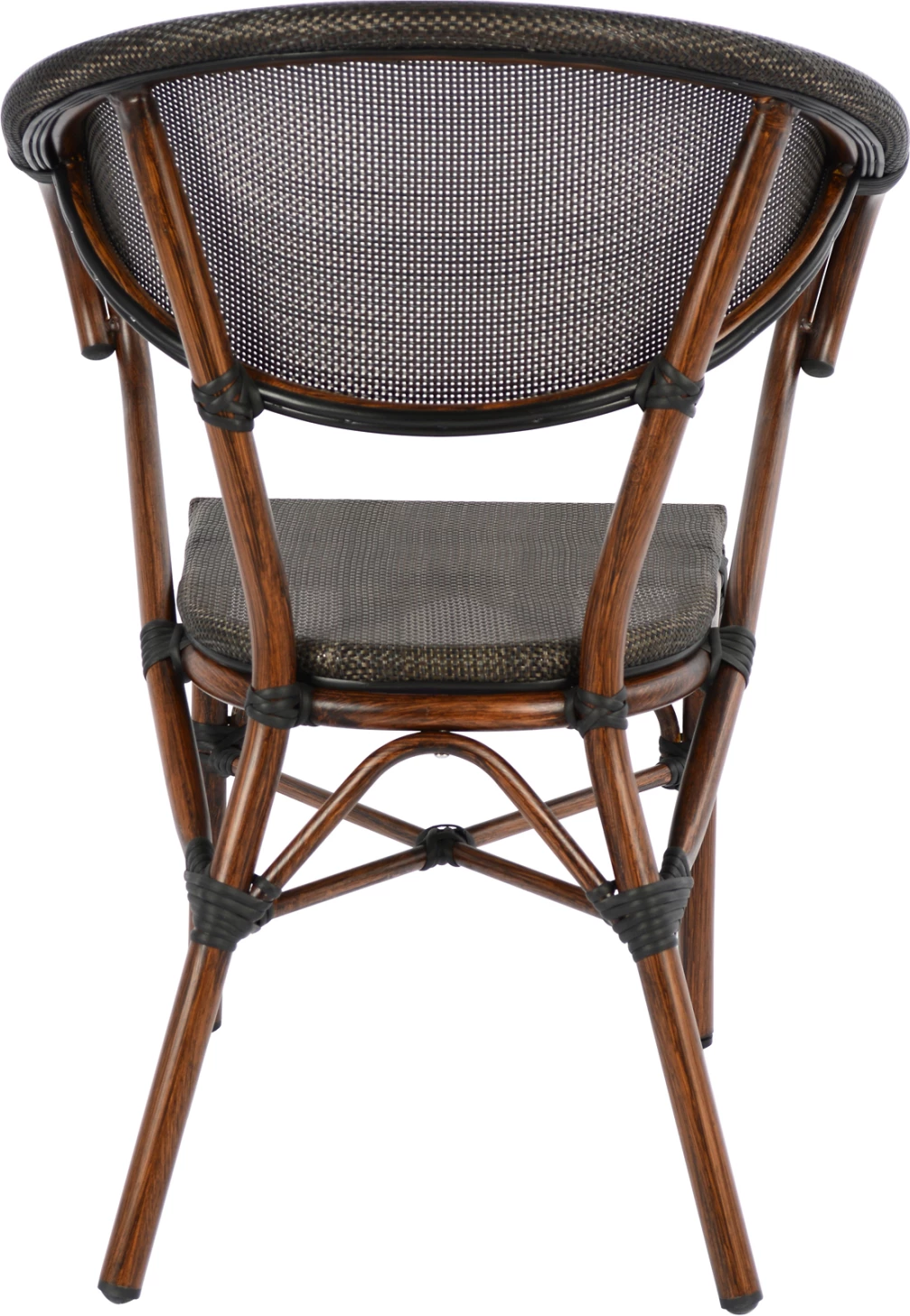 Stol iz aluminija v videzu bambusa rjave barve s tekstilom FH5025 60,5x59x81 cm