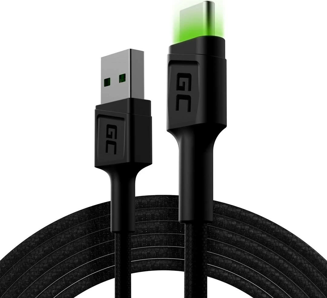 USB kabel 2 m, USB A na USB C, črn, Green Cell KABGC13