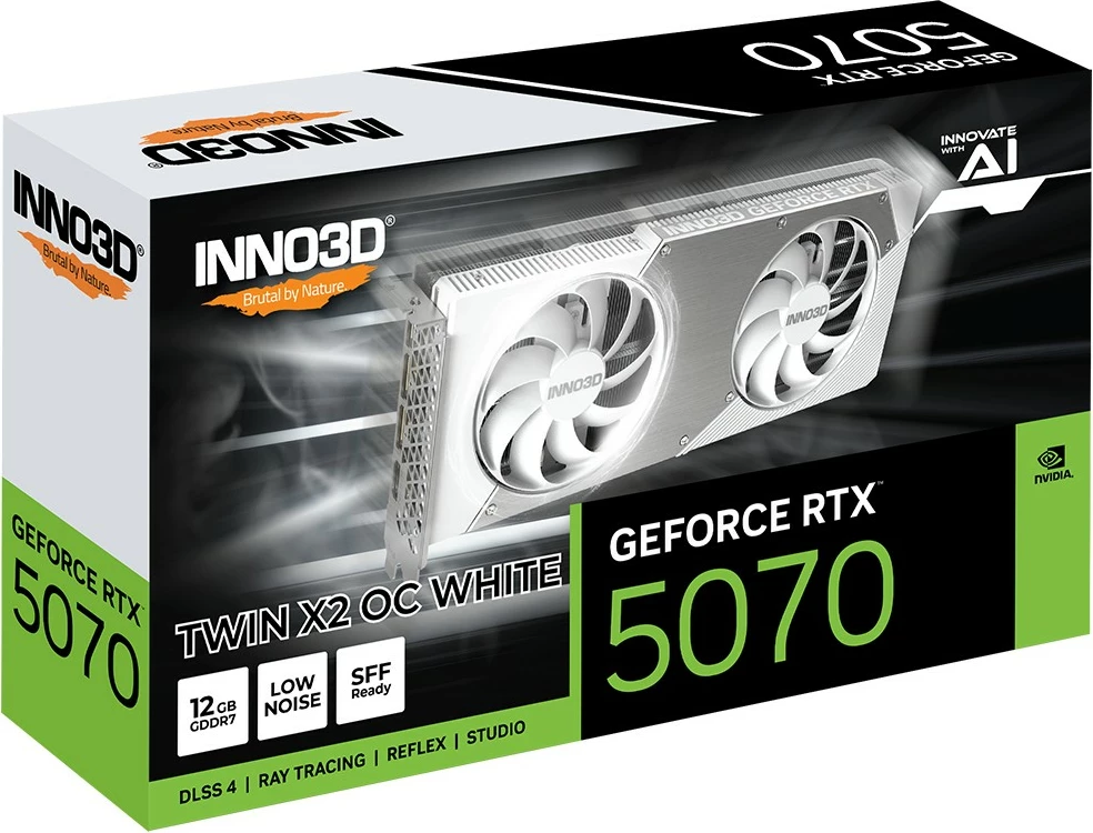 Grafična kartica Inno3D GeForce RTX 5070 TWIN X2 OC, 12 GB GDDR7, PCI Express 5.0, bela Grafična kartica Inno3D GeForce RTX 5070 TWIN X2 OC, 12 GB GDDR7, PCI Express 5.0, bela