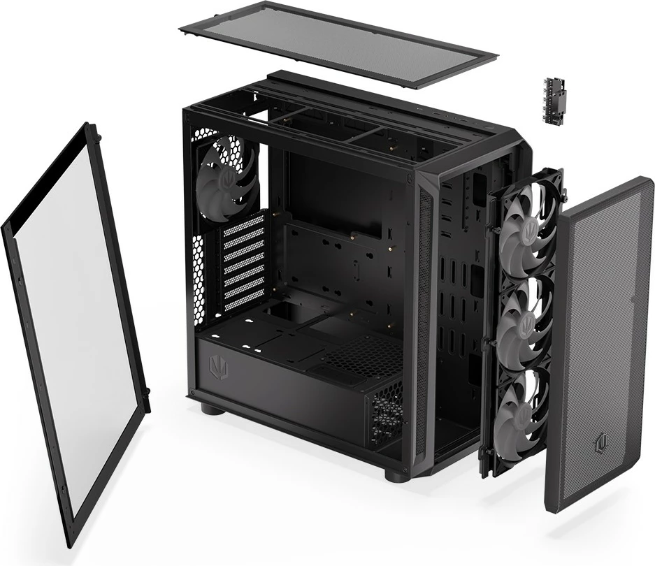 Midi tower ohišje Endorfy Arx 700 ARGB EY2A013, tempered glass, 4x ARGB ventilatorji, črno