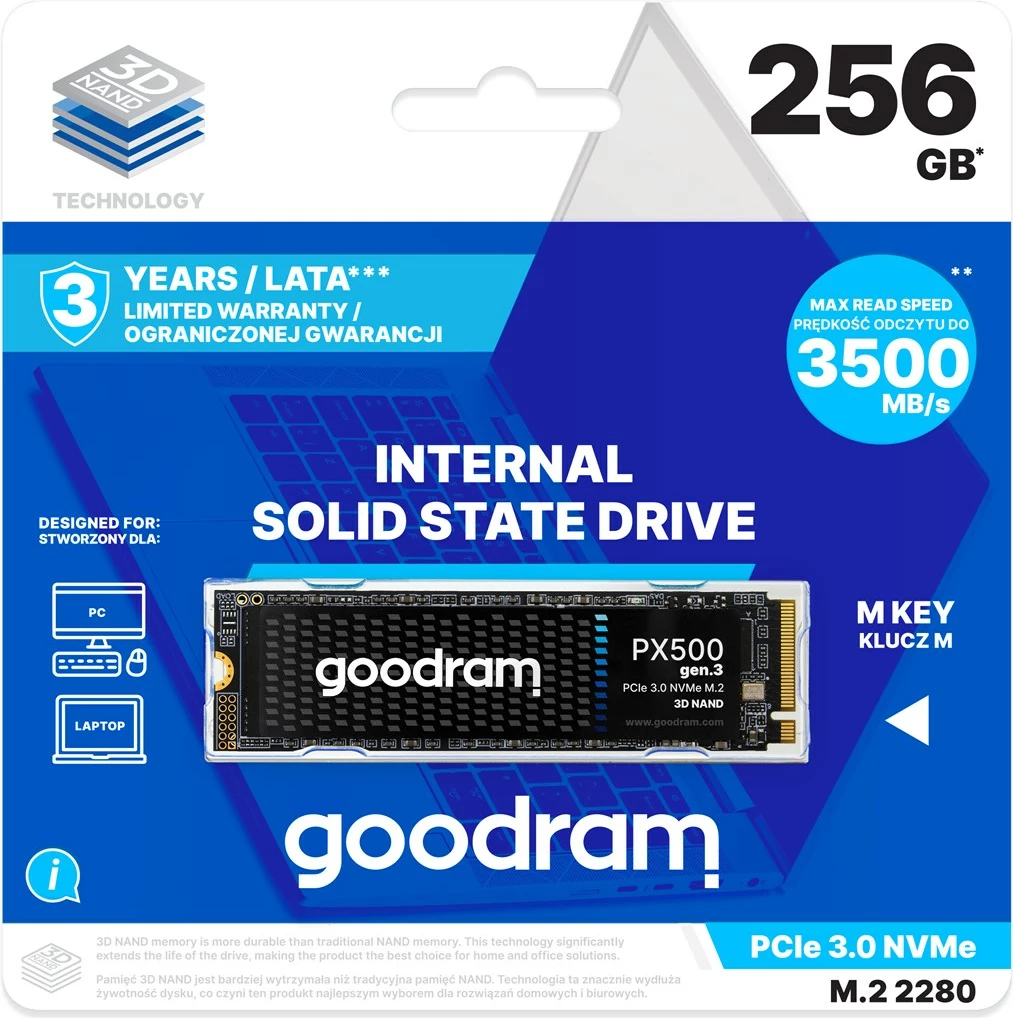 SSD 256 GB, M.2, PCIe 3.0 NVMe Goodram PX500 GEN.3