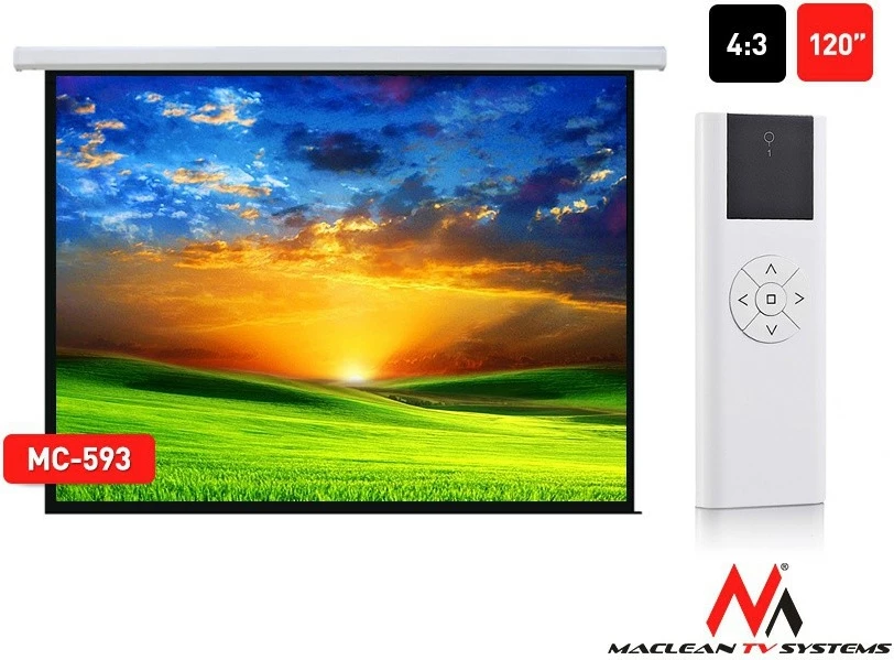 Električni projekcijski zaslon Maclean MC-593, 120", 240x180 cm, 4:3, z daljinskim upravljalnikom
