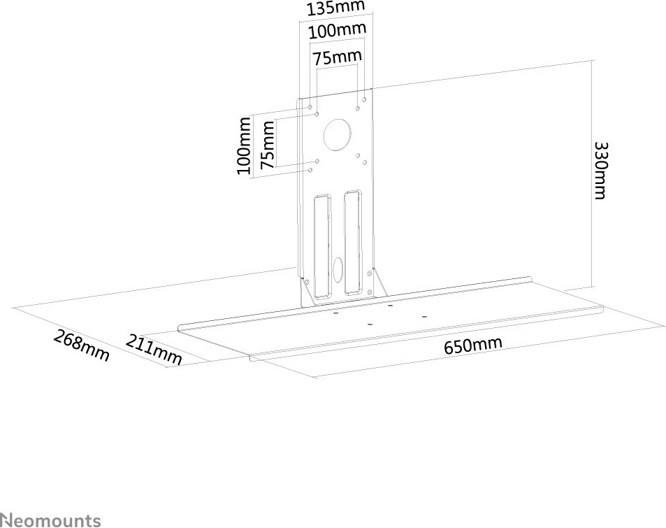 Držalo za tipkovnico in miško Neomounts Newstar KEYB-V200BLACK, VESA 75x75/100x100, 65 cm, jeklo, črno Držalo za tipkovnico in miško Neomounts Newstar KEYB-V200BLACK, VESA 75x75/100x100, 65 cm, jeklo, črno