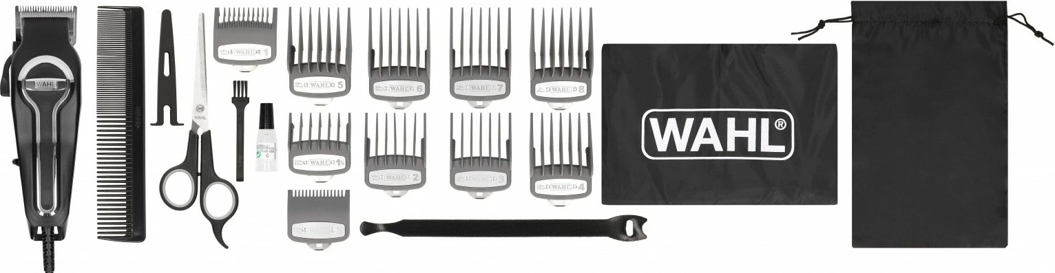 Brivnik za lase in brado Wahl Elite Pro 20106-0460, črno/srebrn, komplet z 10 nastavki