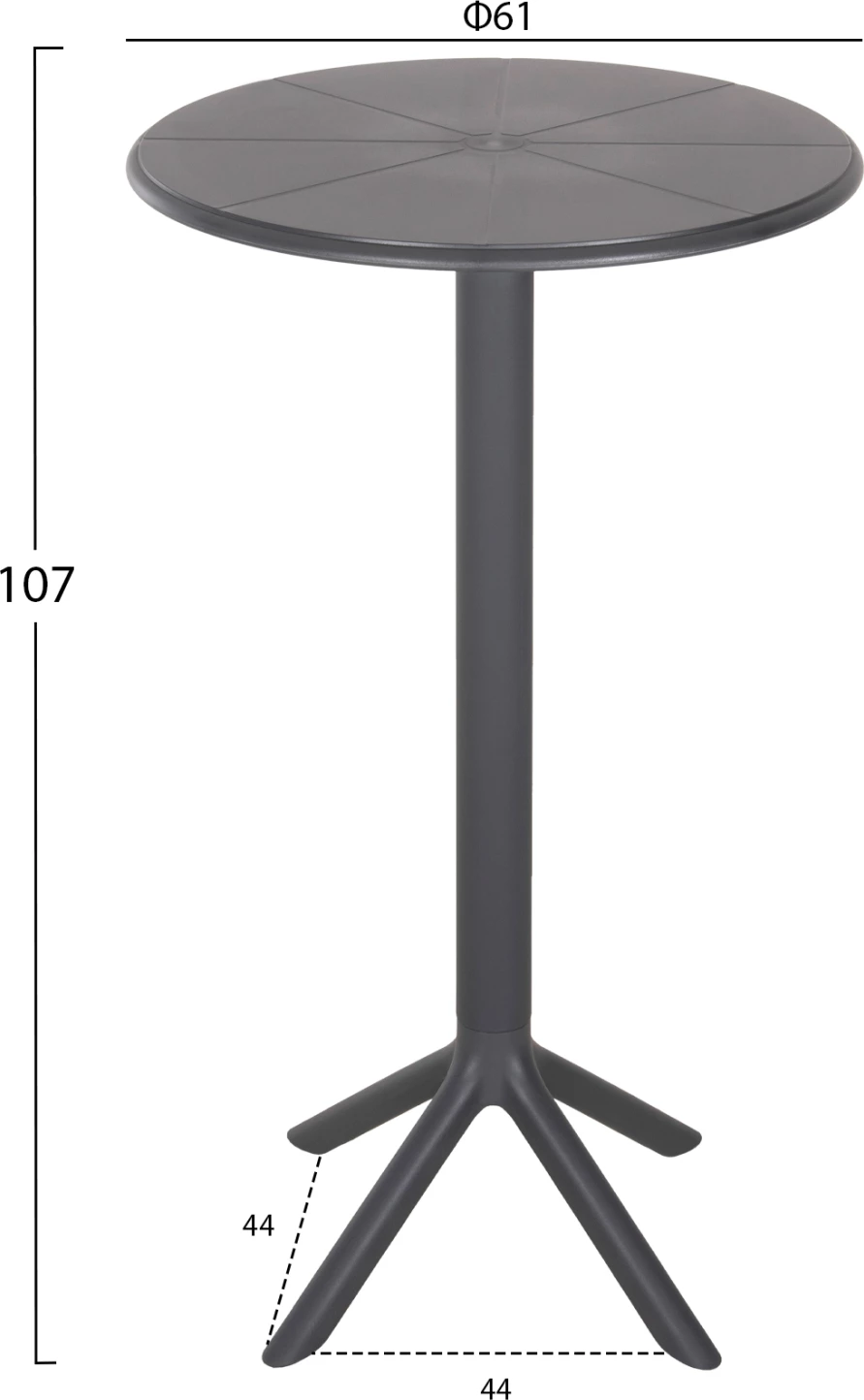 Okrogla barska miza TERRIN FH6126.20 iz polipropilena siva Φ60x106Hcm