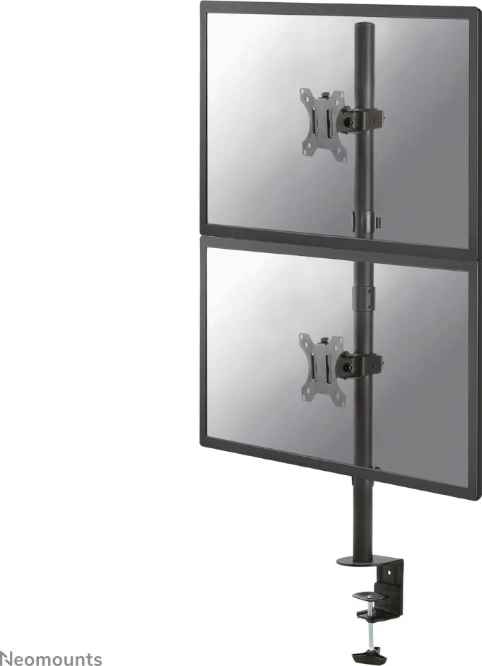 Dvojni vertikalni nosilec za monitorje Newstar Neomounts FPMA-D550DVBLACK, za 2 zaslona, nastavljiva višina, črna